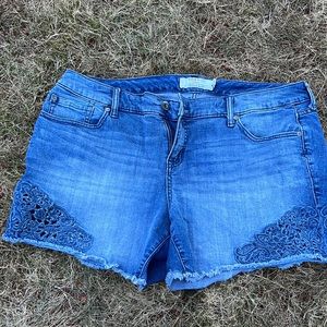 Torrid lace jean shorts